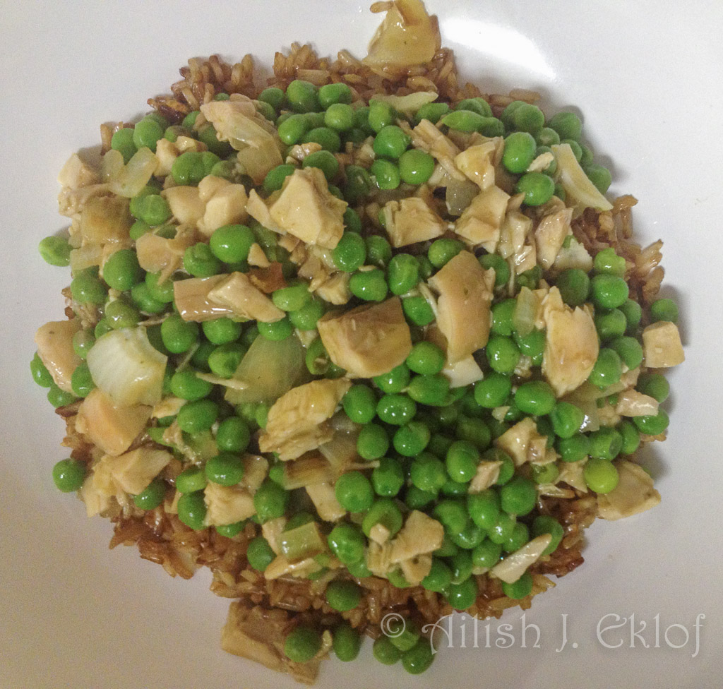 Chicken/Pea fricassee over rice